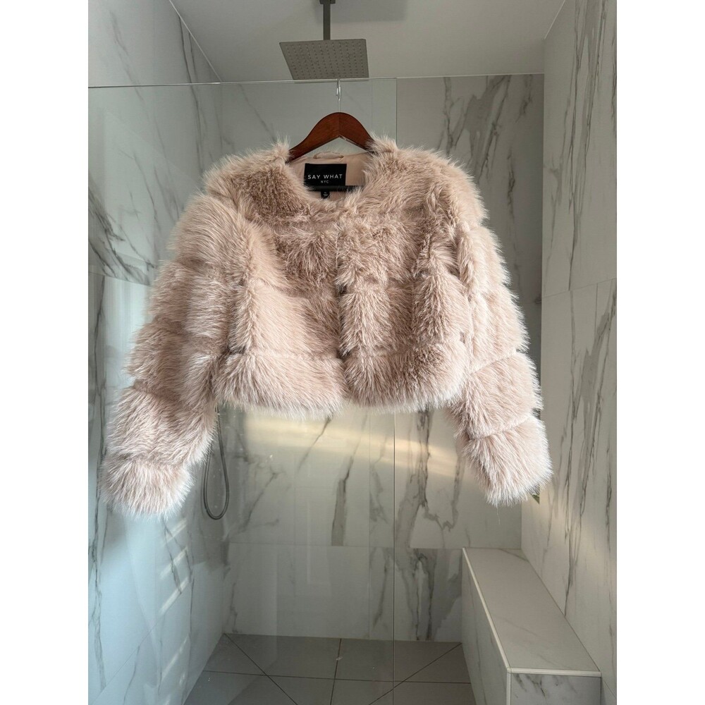 Say What NYC Faux Fur Crop Jacket XL